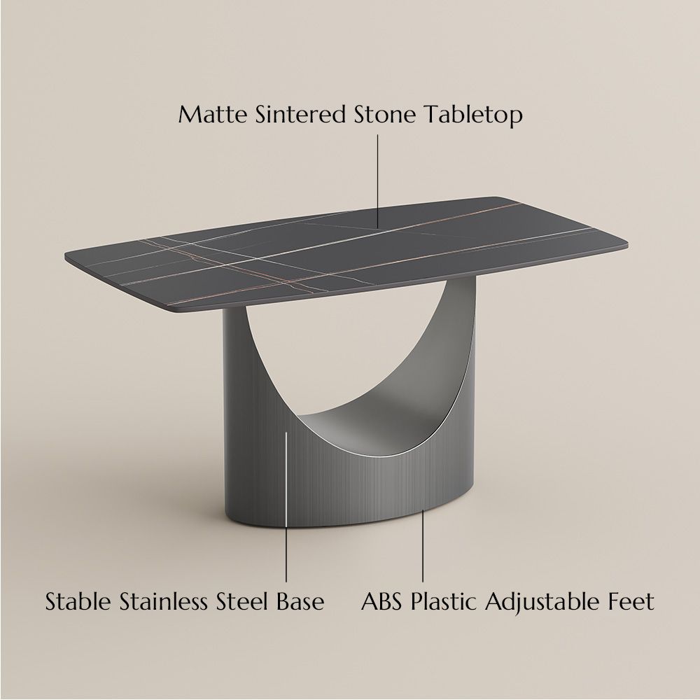 Partly Assemble Black Matte Sintered Stone Dining Room Set