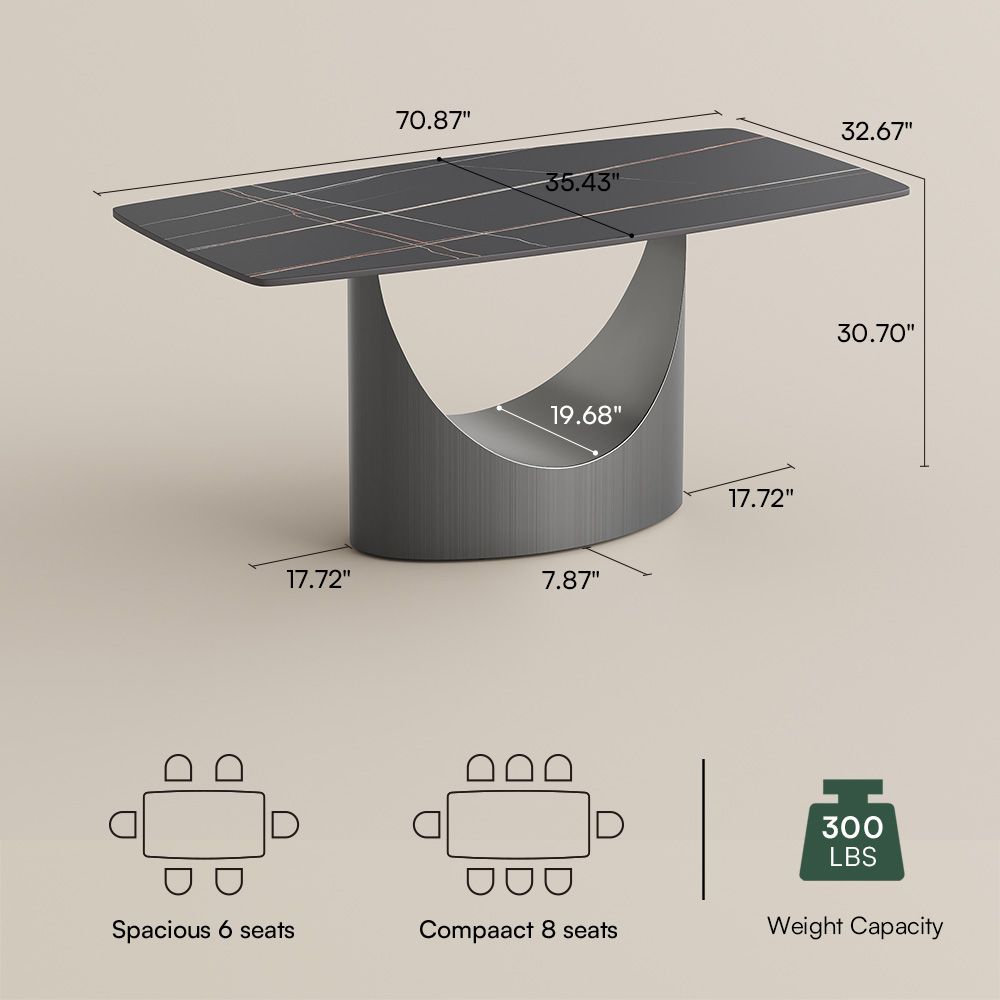 Hobart Matte Black Sintered Stone Dining Tables