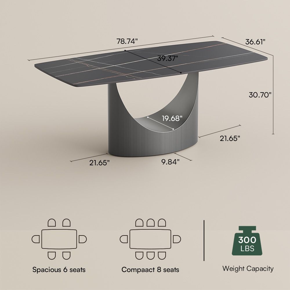 for 6 Matte Black Sintered Stone Dining Tables