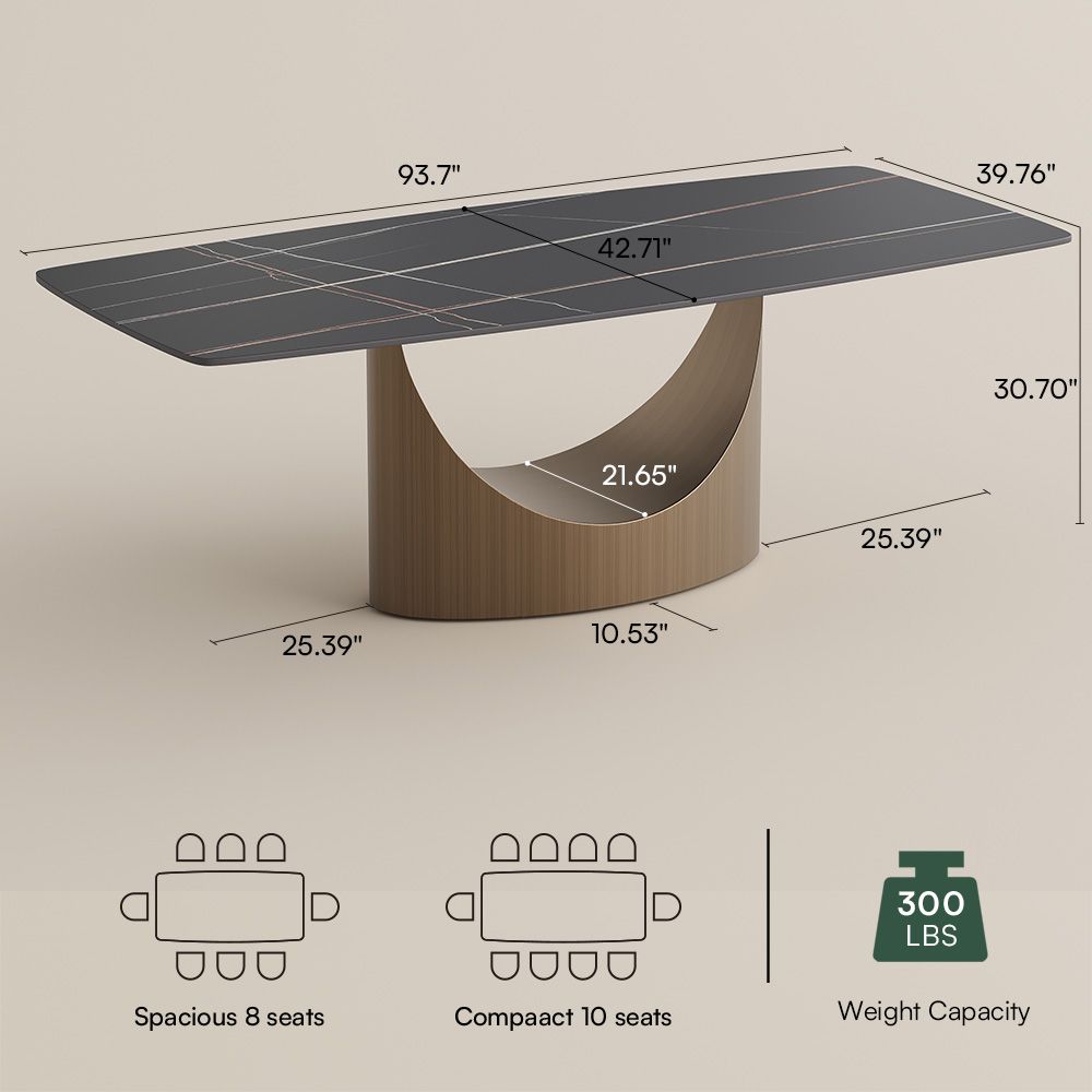 Rectangular Matte Black Sintered Stone Dining Tables