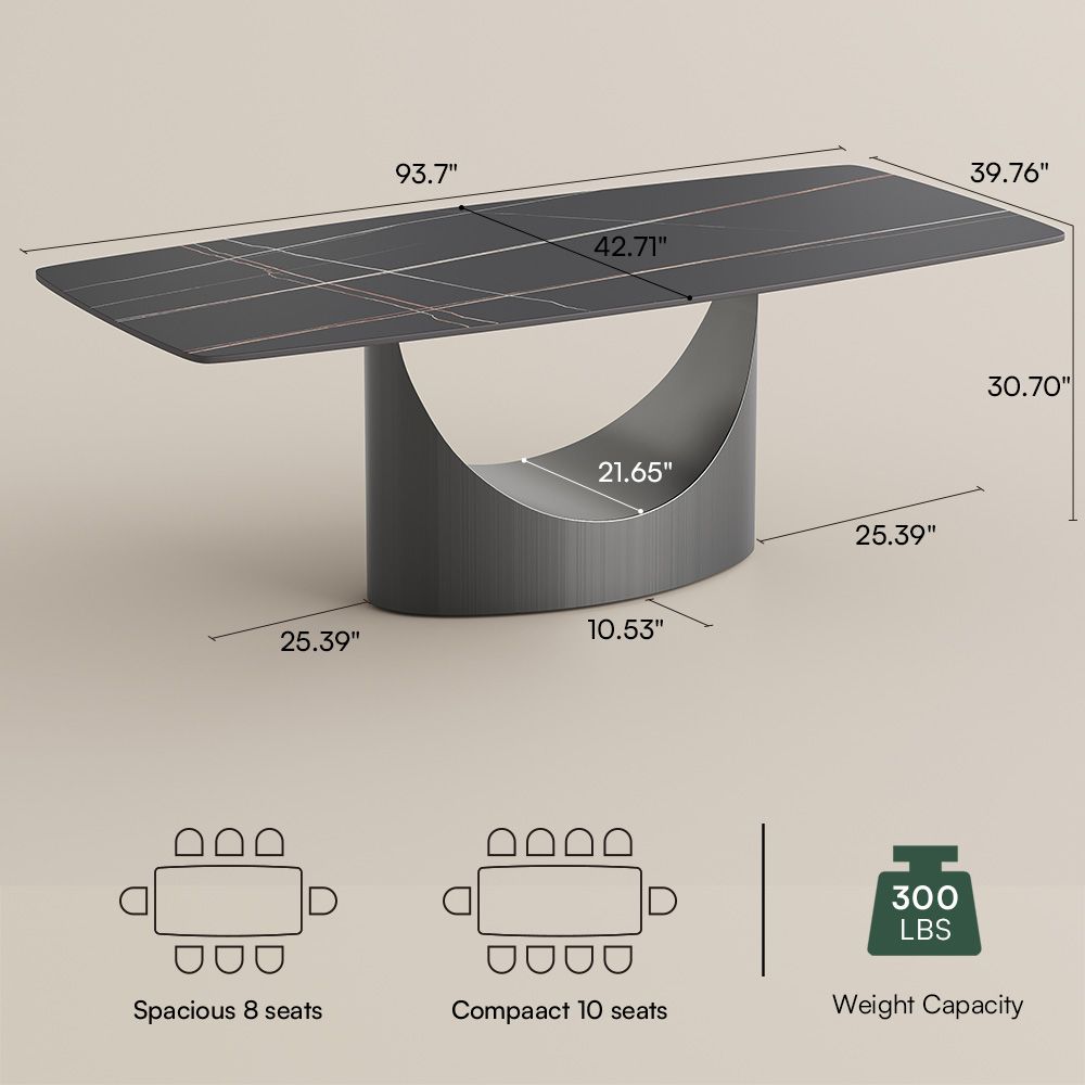 Partial Assembly Required Matte Black Sintered Stone Dining Tables