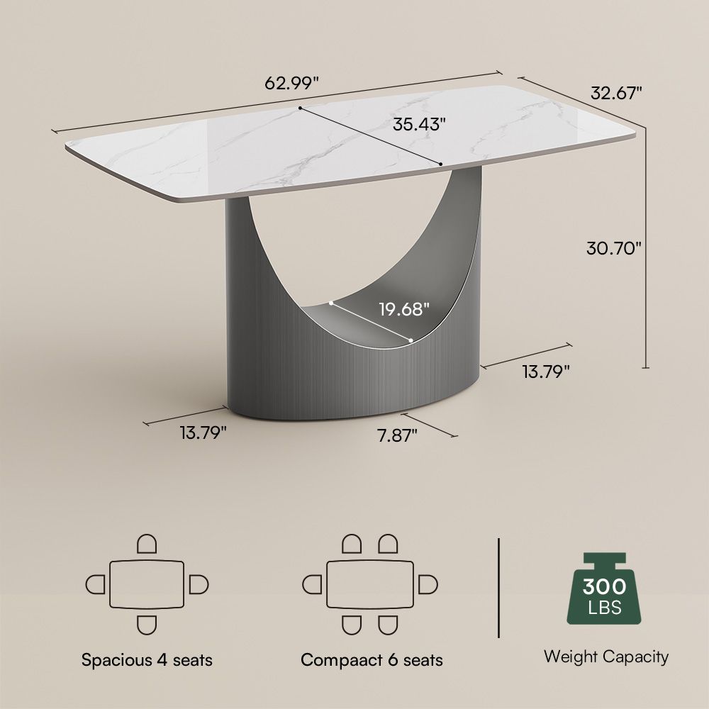 for 6 White Matte Sintered Stone Dining Room Set