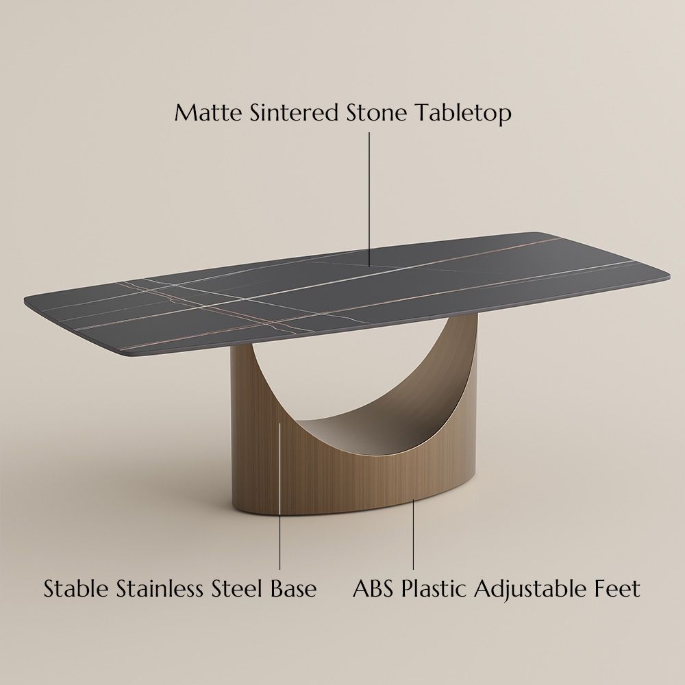 Stainless Steel Matte Black Sintered Stone Dining Tables