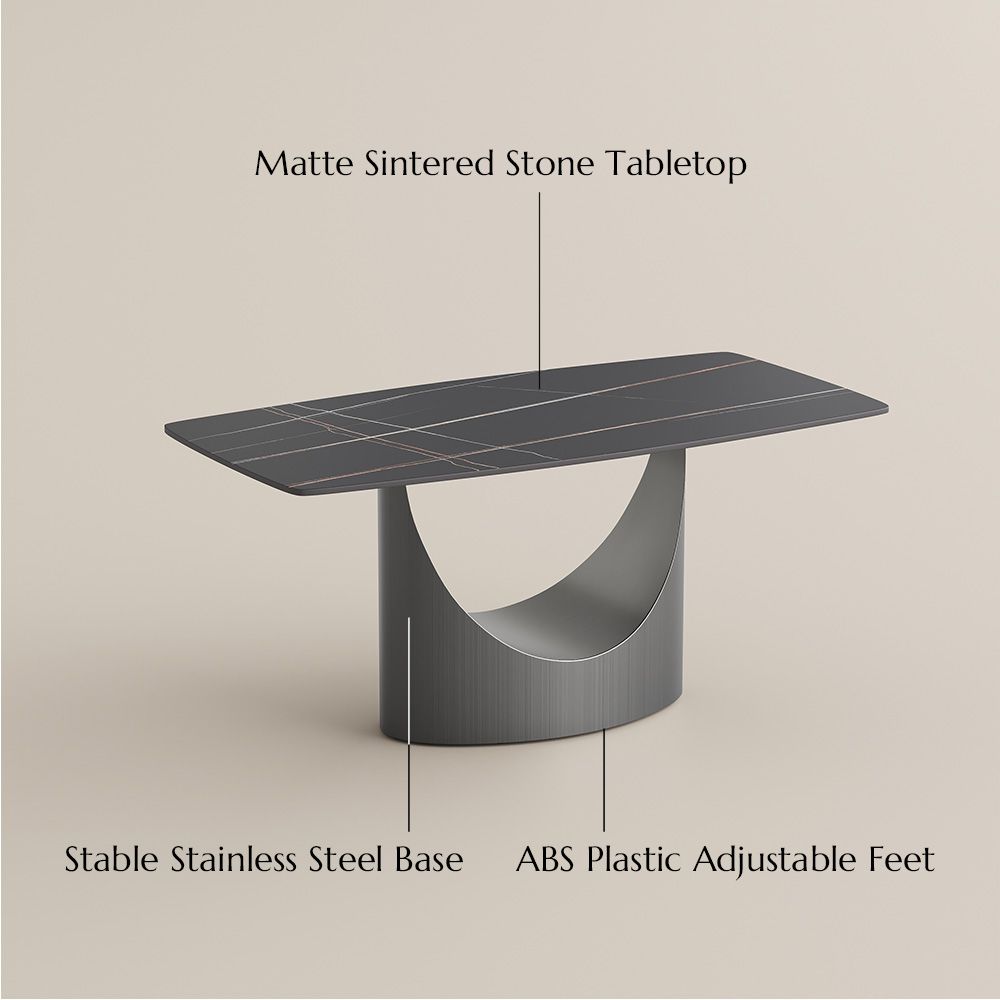 Curved Matte Black Sintered Stone Dining Tables