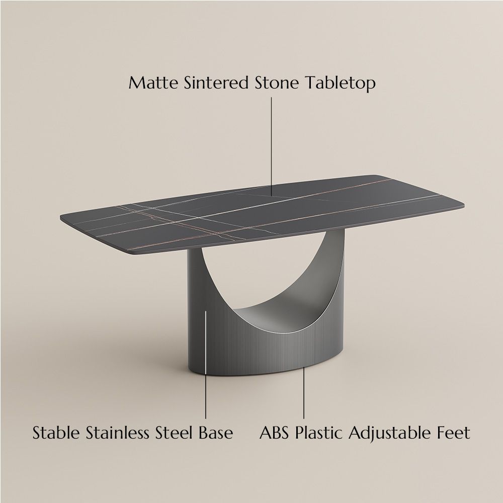 Modern Luxury Black Matte Sintered Stone Dining Room Set