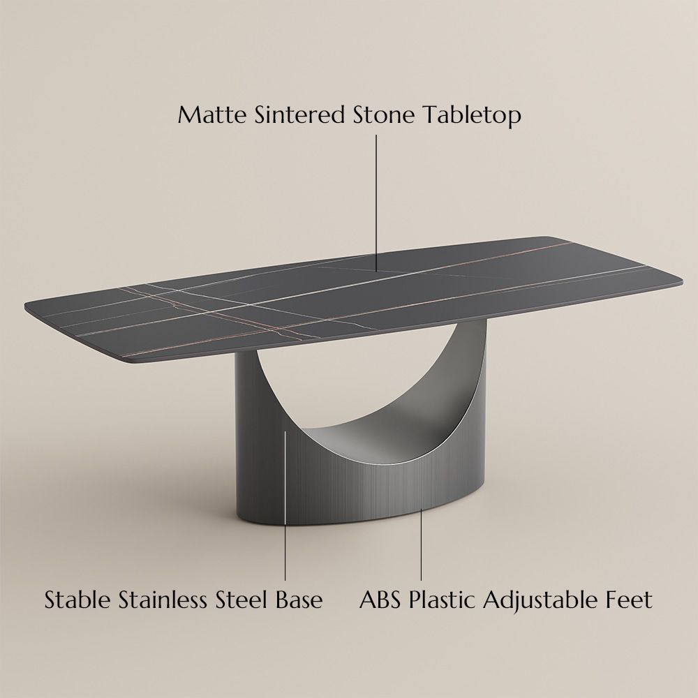 Modern Black Matte Sintered Stone Dining Room Set