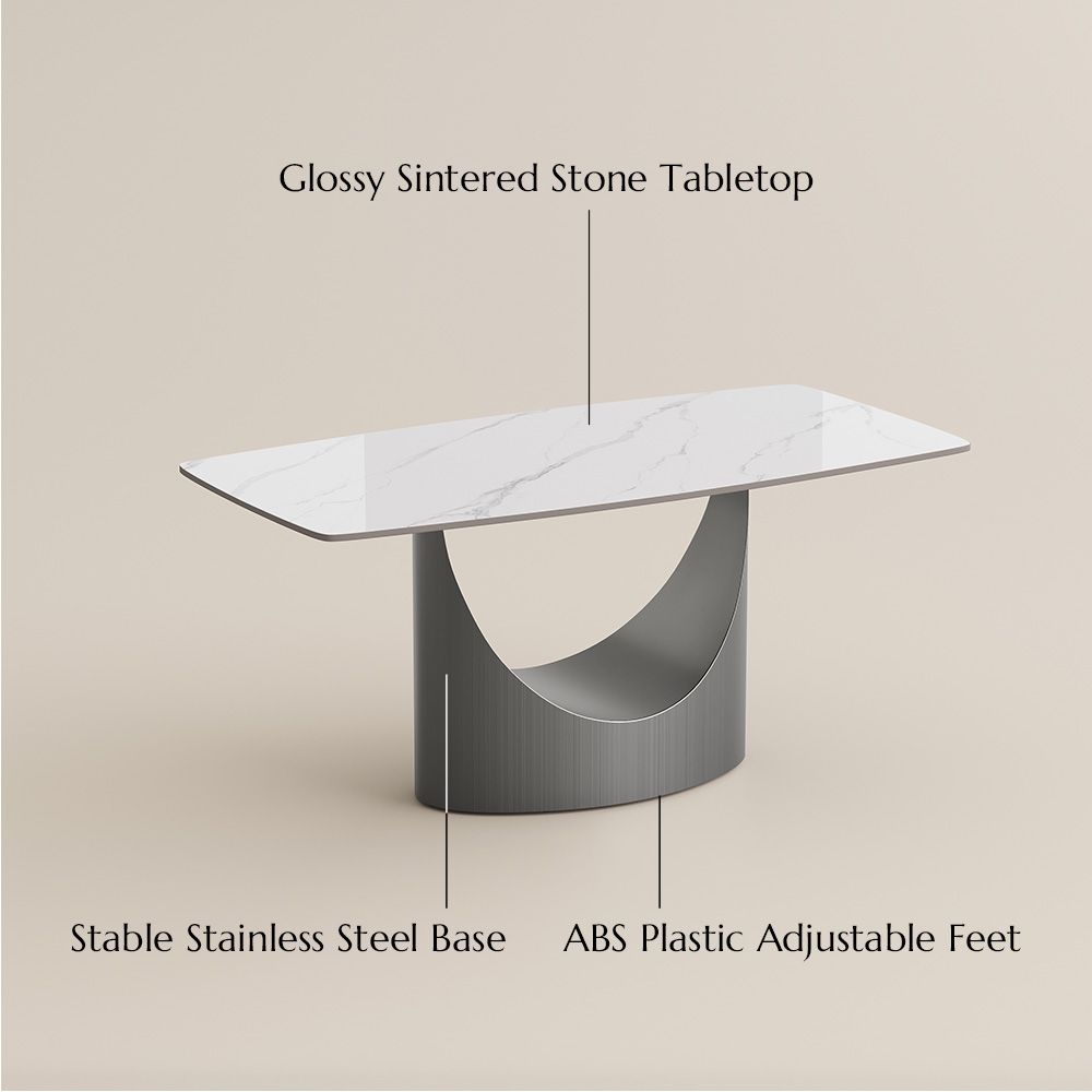 Hobart Glossy White Sintered Stone Dining Tables