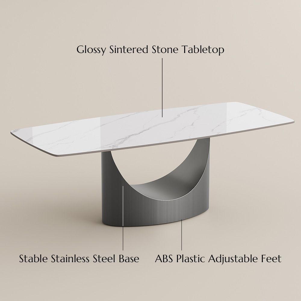 Glossy Sintered Stone Glossy White Sintered Stone Dining Tables