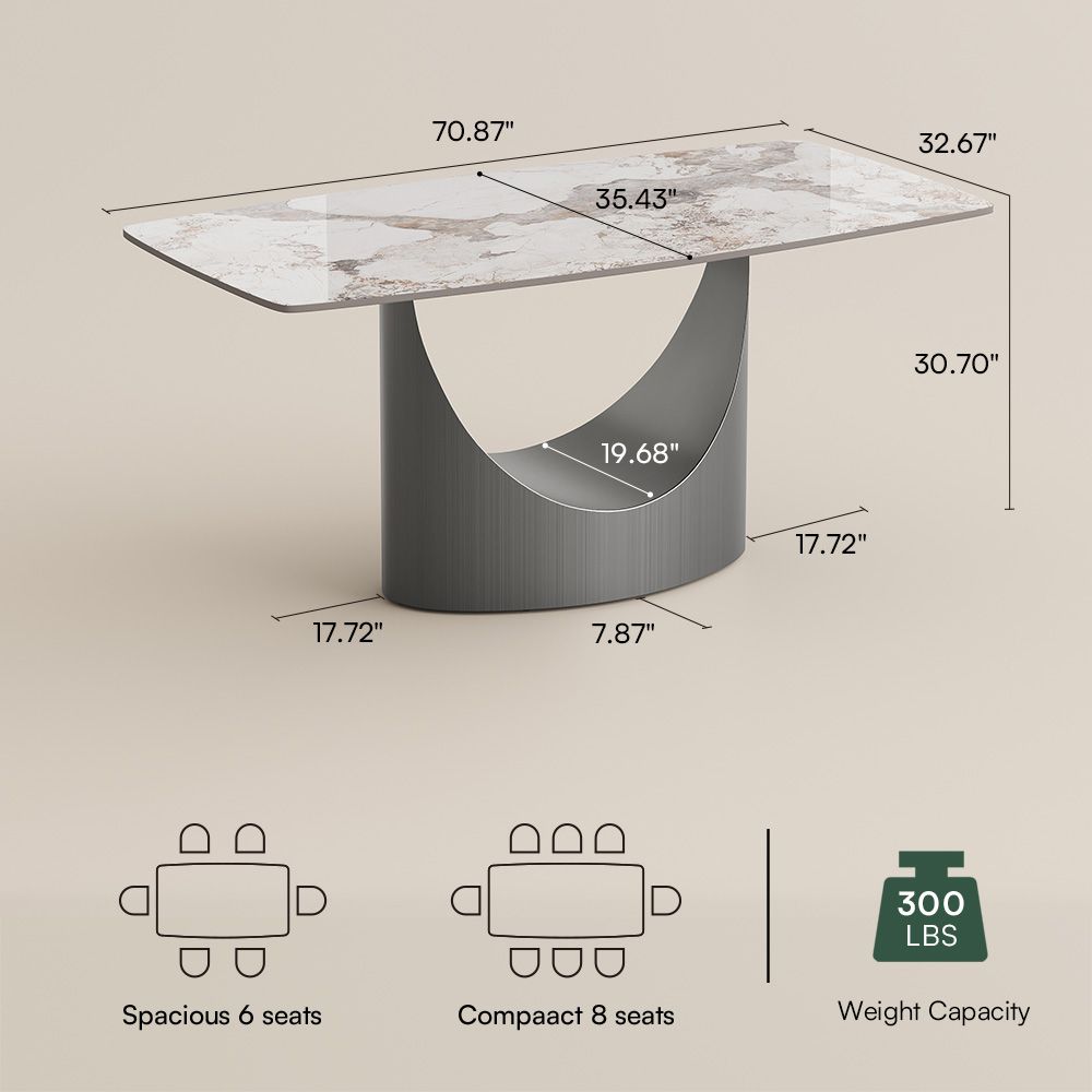 Modern Luxury Pandora Glossy Sintered Stone Dining Room Set