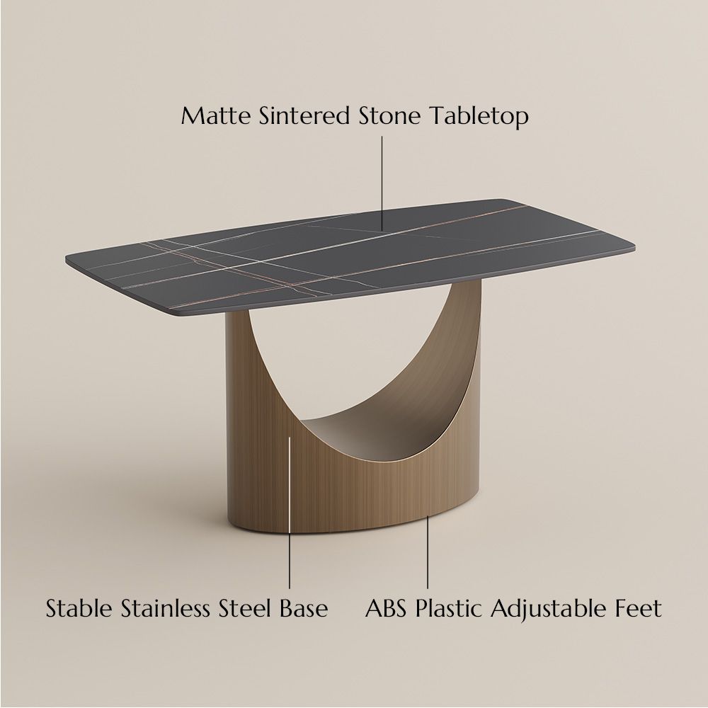 Bronze Matte Black Sintered Stone Dining Tables