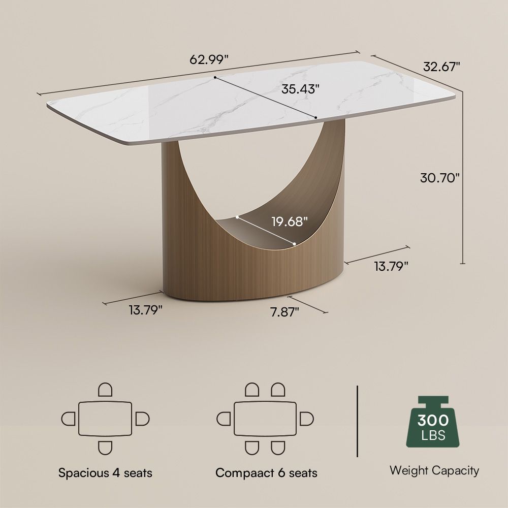 Partial Assembly Required Matte White Sintered Stone Dining Tables