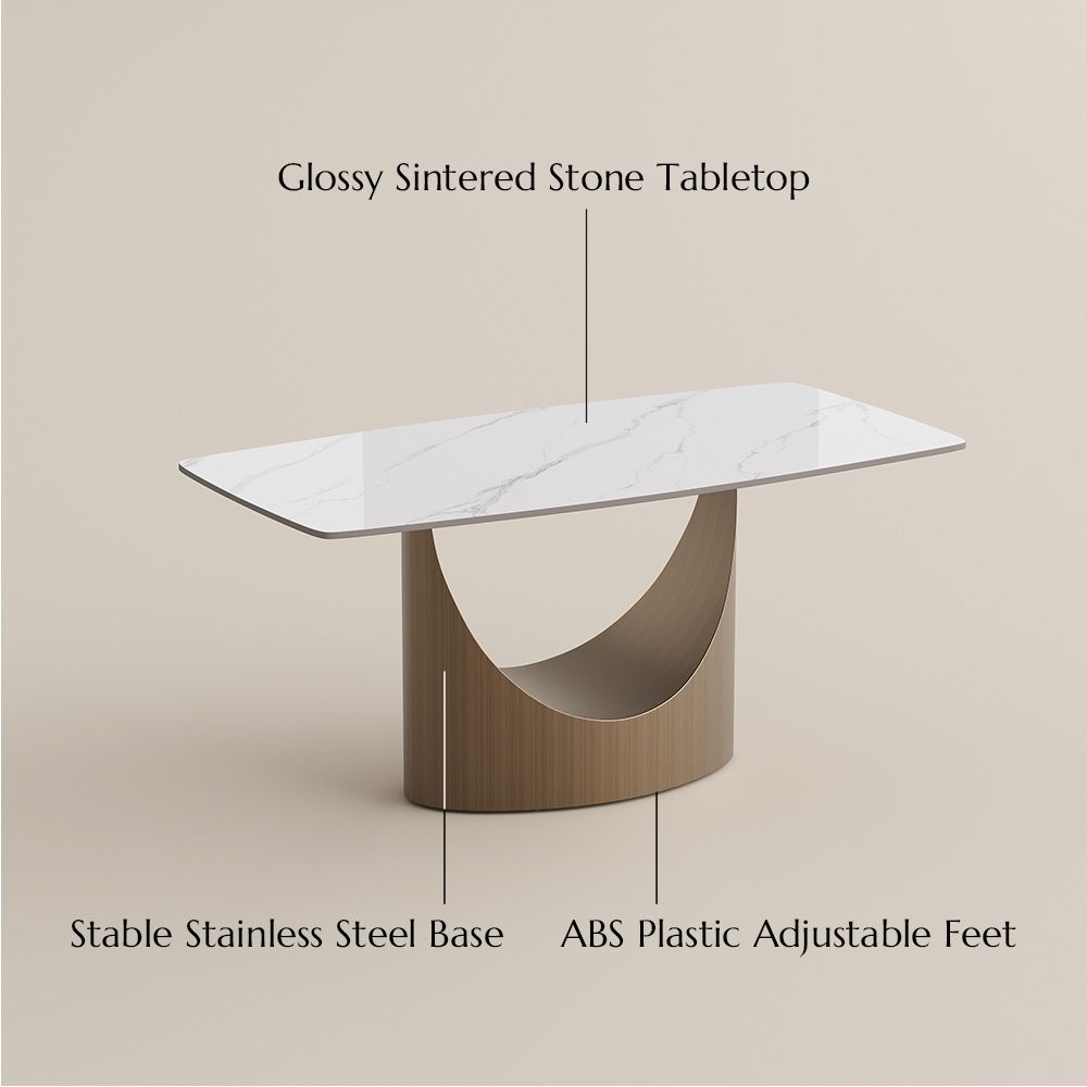 Sintered Stone White Glossy Sintered Stone Dining Room Set