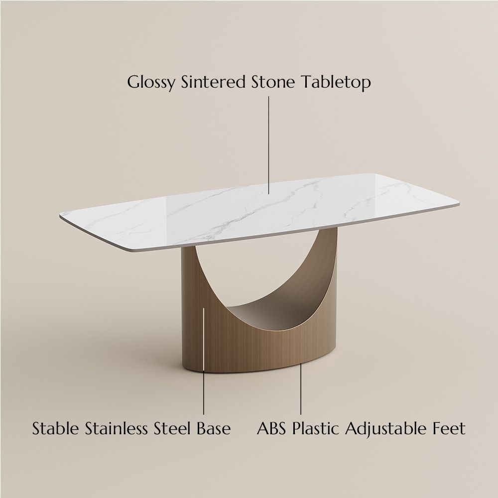 Partial Assembly Required Matte White Sintered Stone Dining Tables