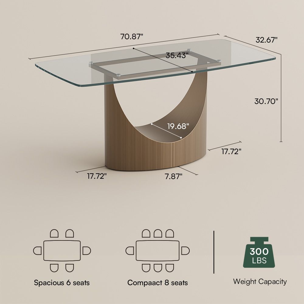 Living Room Transparent Tempered Glass Dining Tables