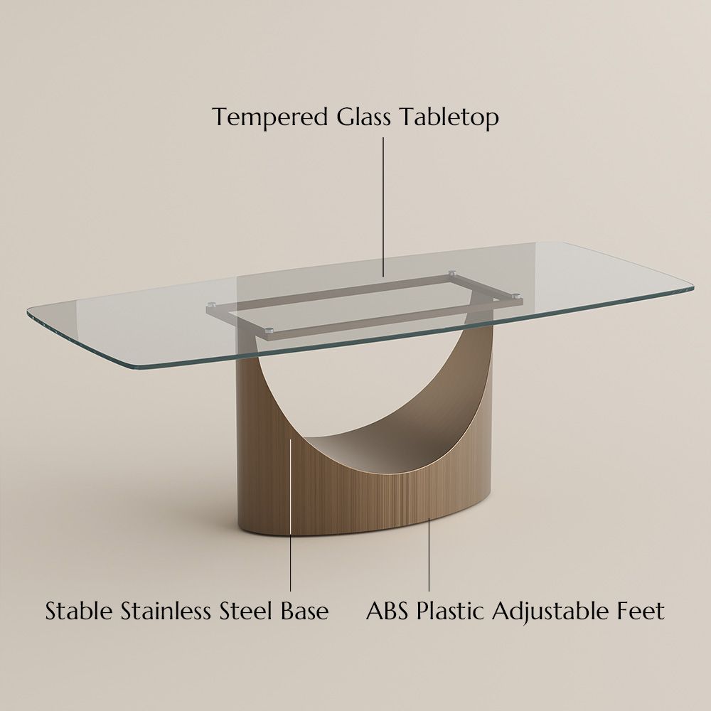 Stainless Steel Transparent Tempered Glass Dining Tables