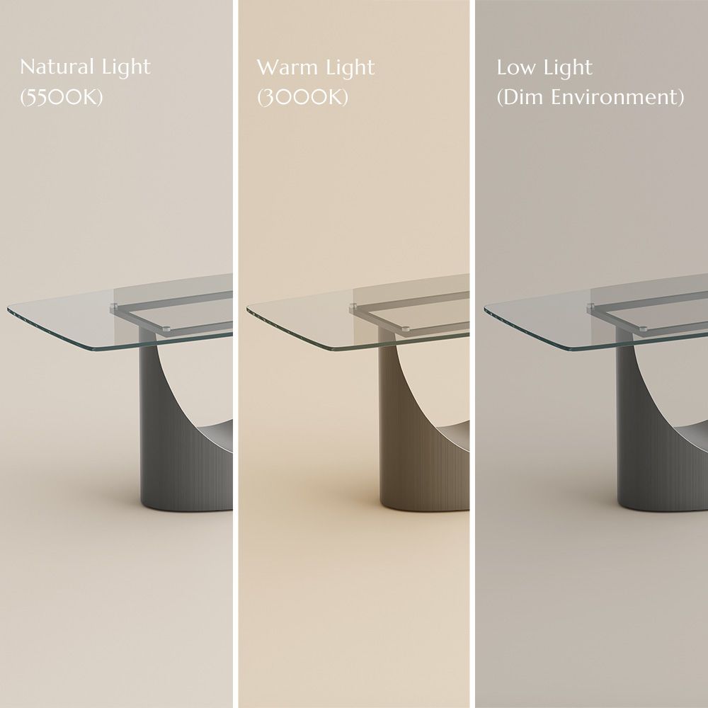 Metal Transparent Tempered Glass Dining Tables