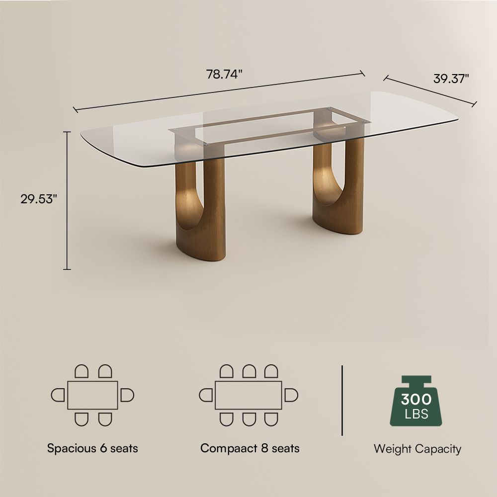 Rectangular Clear Glass Dining Tables