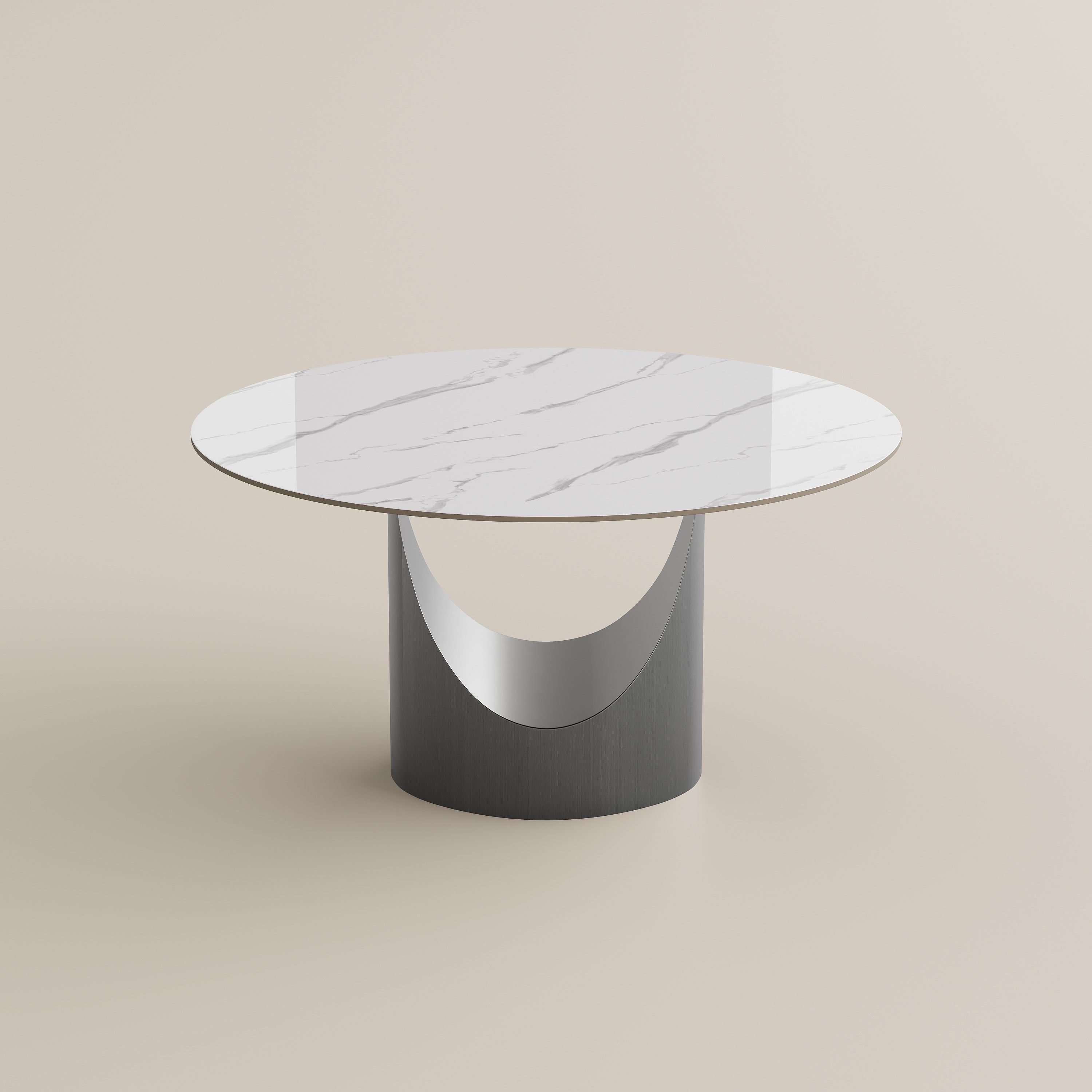 Hobart White Glossy Sintered Stone Dining Tables