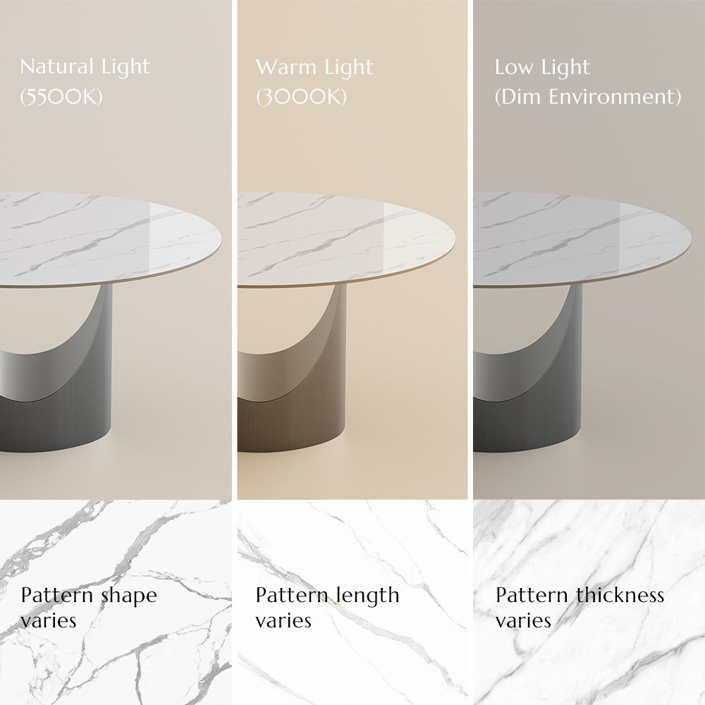 without Lazy Susan White Glossy Sintered Stone Dining Tables