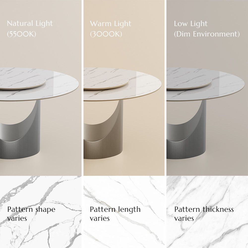 Seats 6 White Glossy Sintered Stone Dining Tables