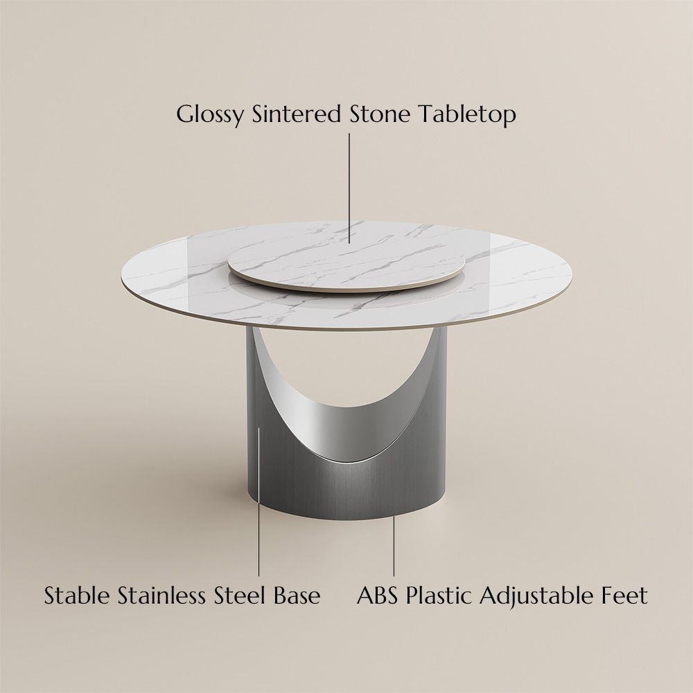 Glossy Sintered Stone White Glossy Sintered Stone Dining Tables