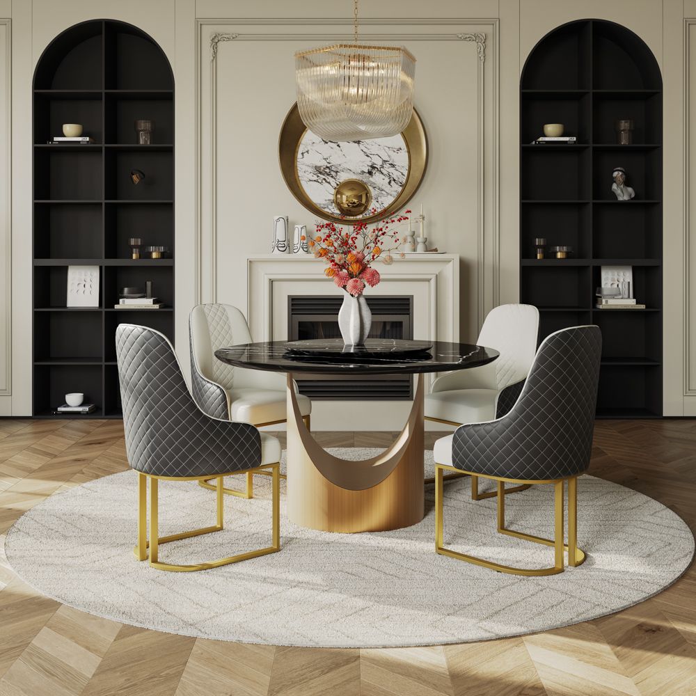 Bronze Black Natural Marble Dining Tables