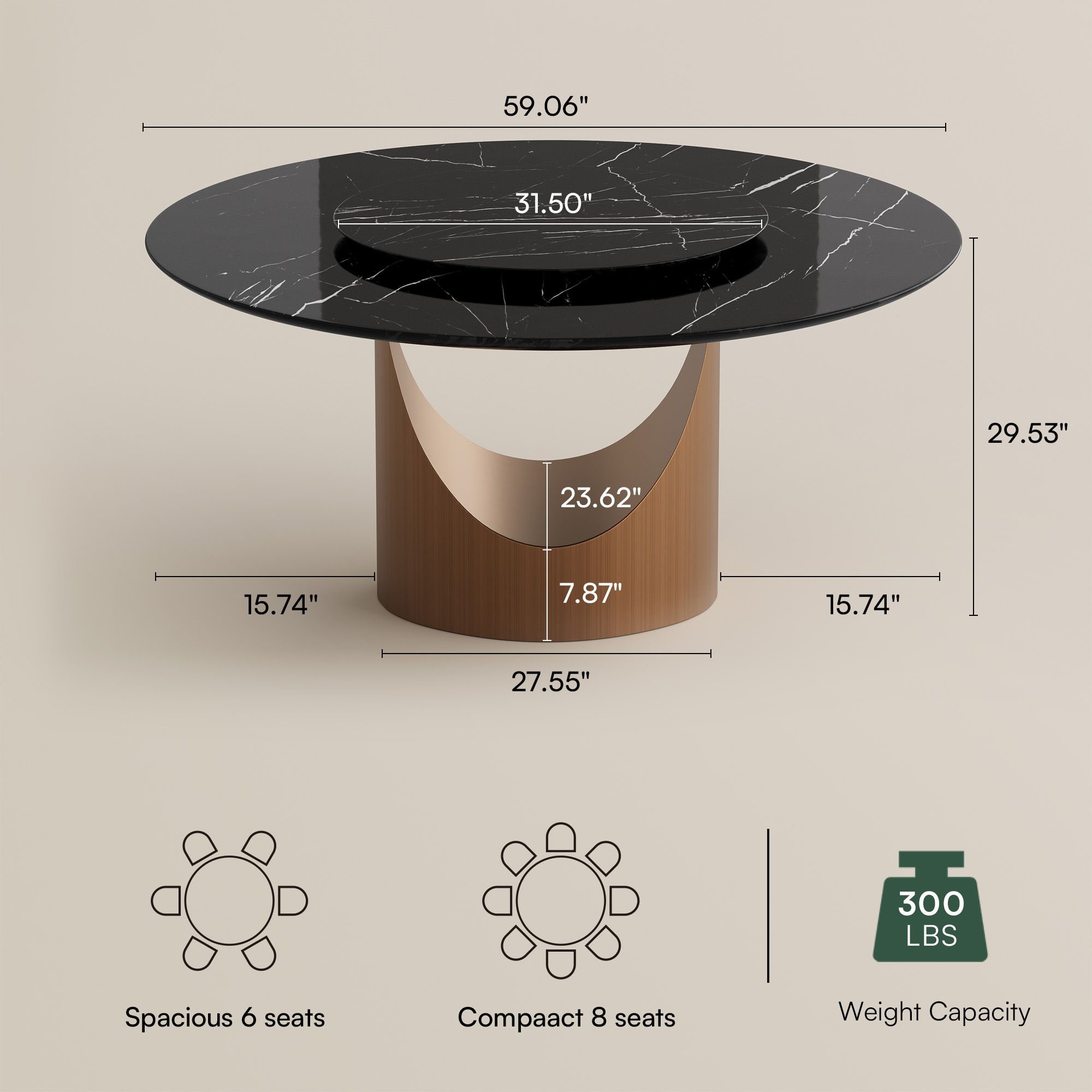 Black Natural Marble Dining Tables