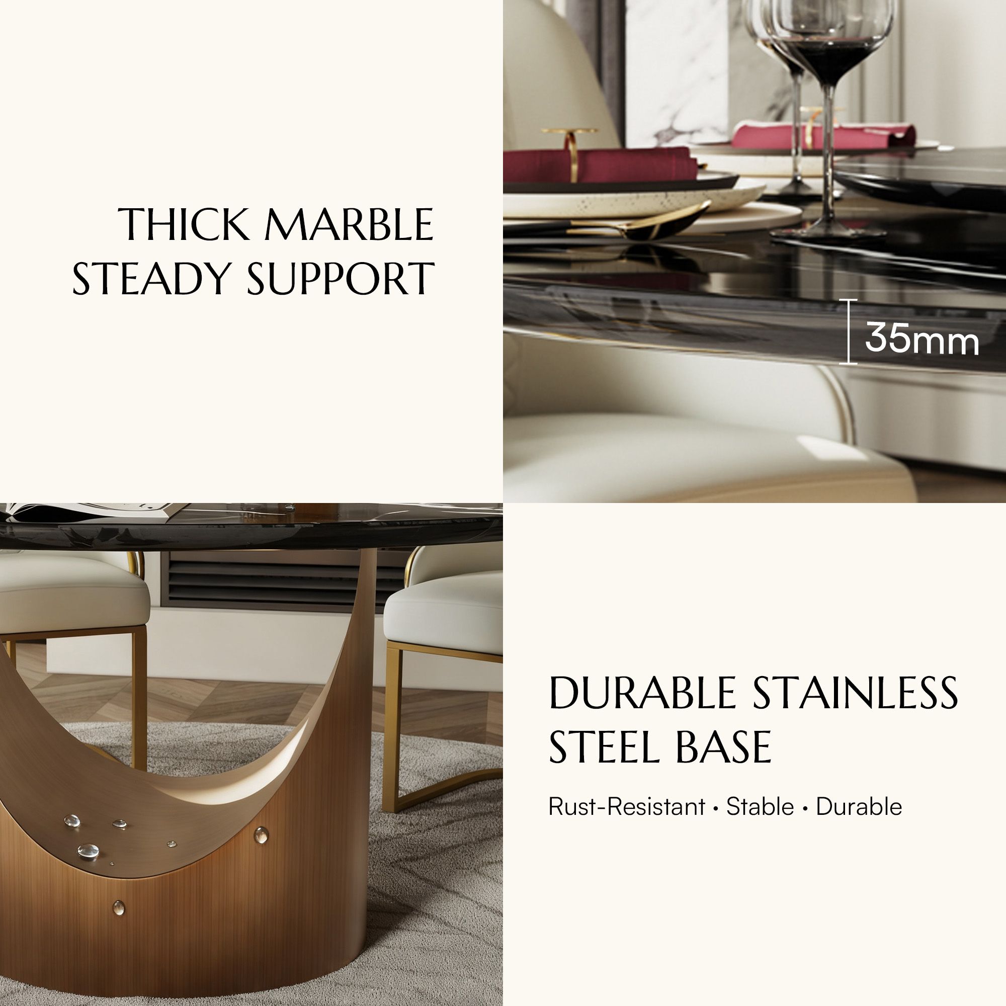 Black Natural Marble Dining Tables