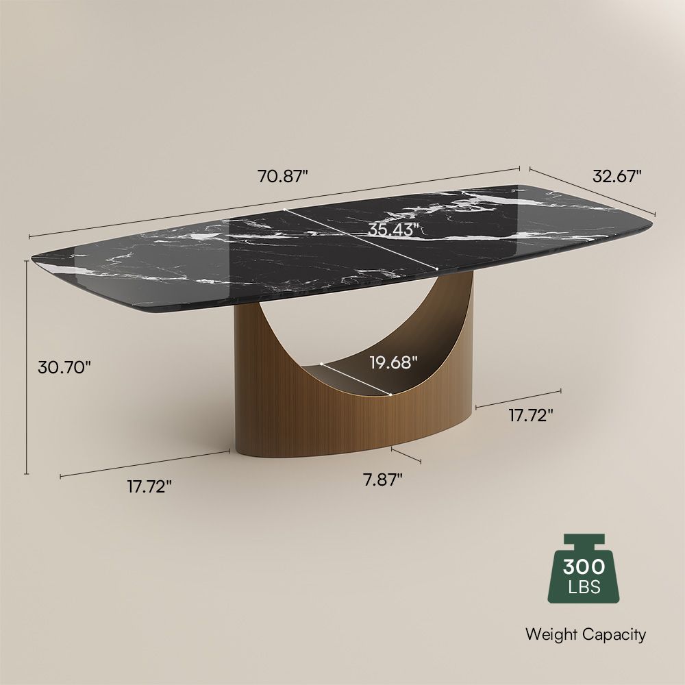 Seats 6 Black Natural Marble Dining Tables