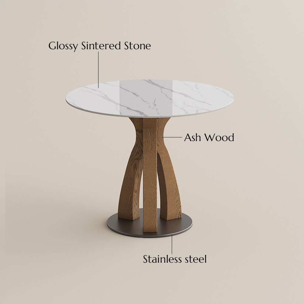 Partial Assembly Required White Glossy Sintered Stone Dining Tables