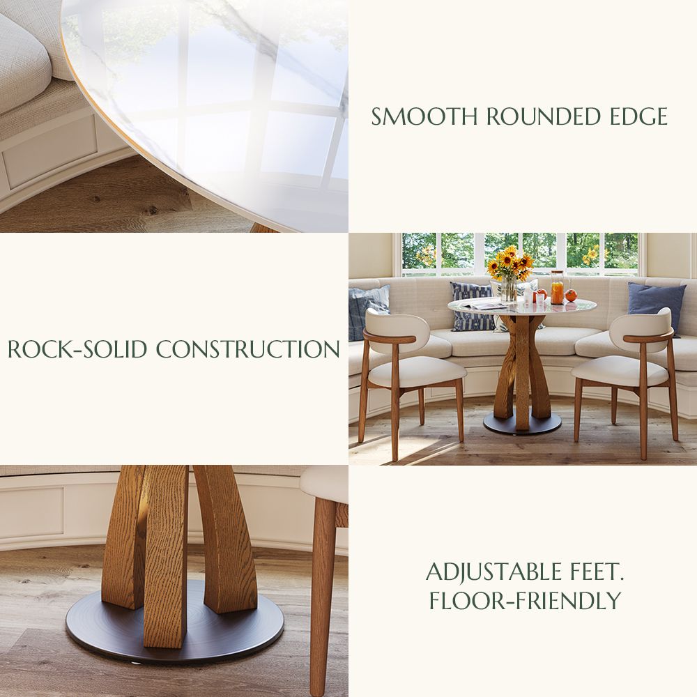 Seats 4 White Glossy Sintered Stone Dining Tables