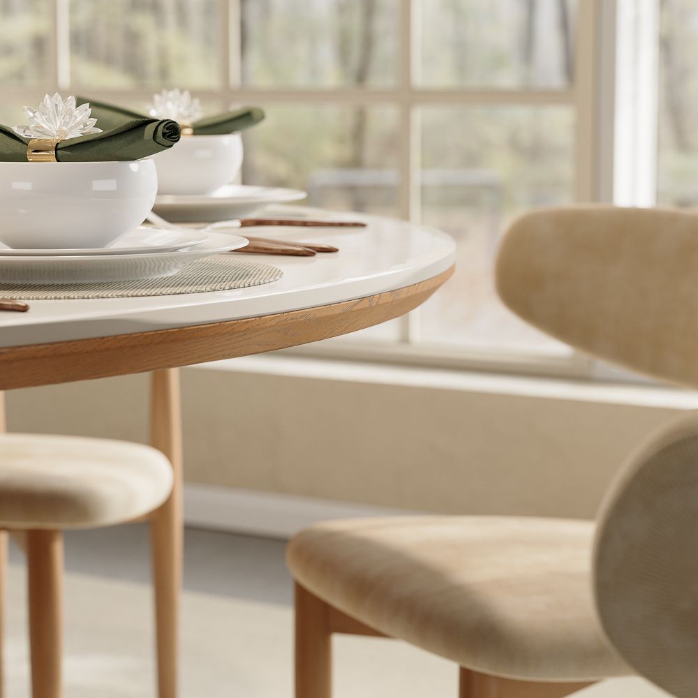 Vintage White Glossy Sintered Stone Dining Tables