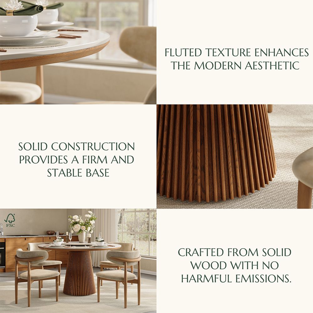 Seats 4 White Glossy Sintered Stone Dining Tables