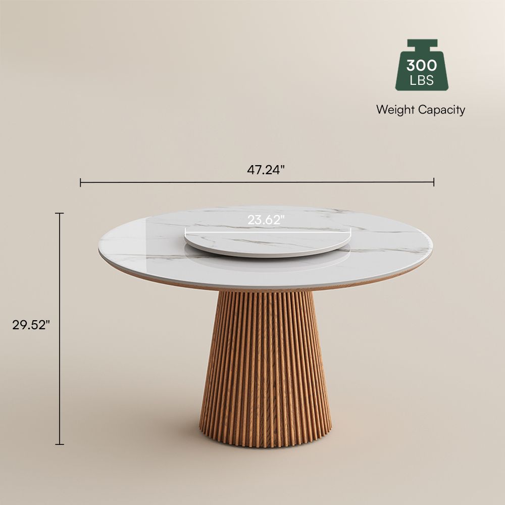 with Lazy Susan White Glossy Sintered Stone Dining Tables