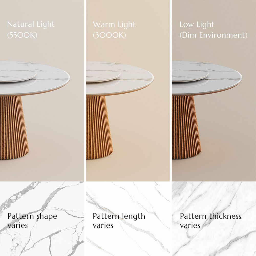 Round White Glossy Sintered Stone Dining Tables