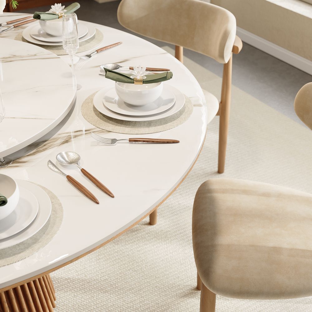 Living Room White Glossy Sintered Stone Dining Tables