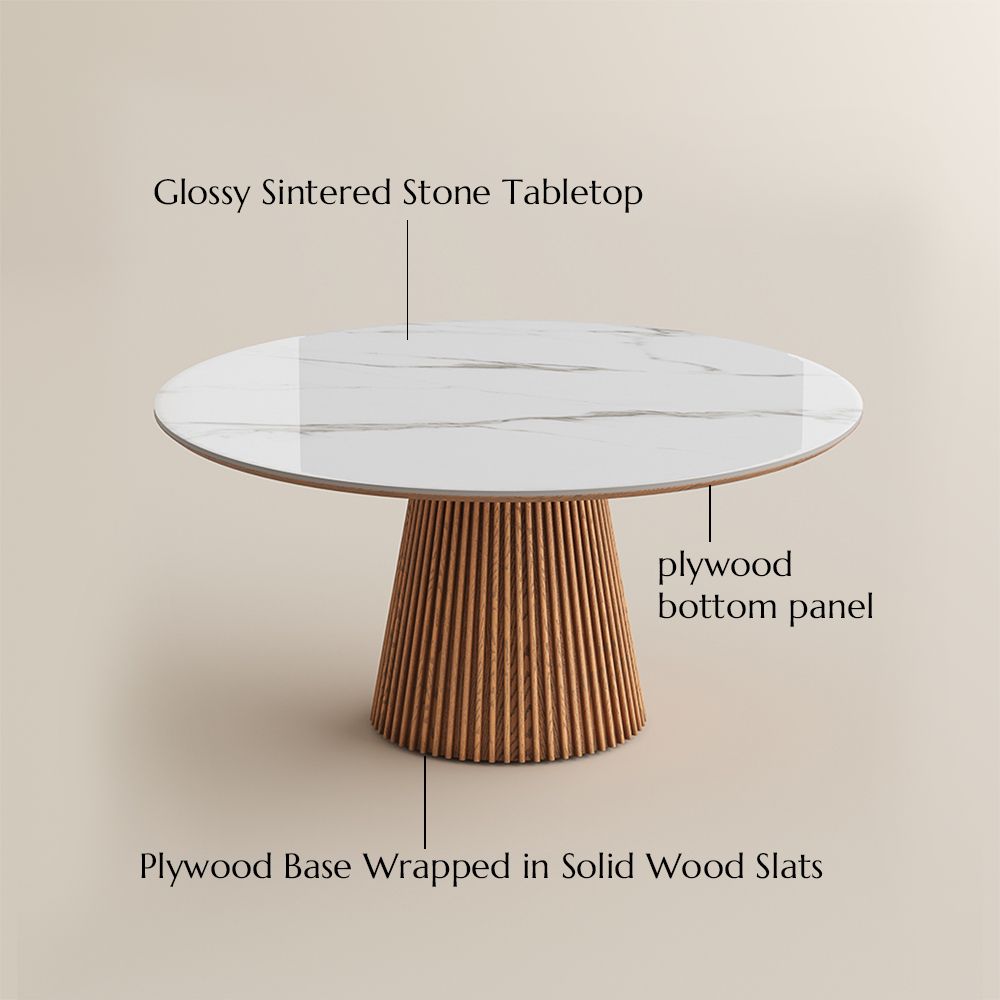 White White Glossy Sintered Stone Dining Tables