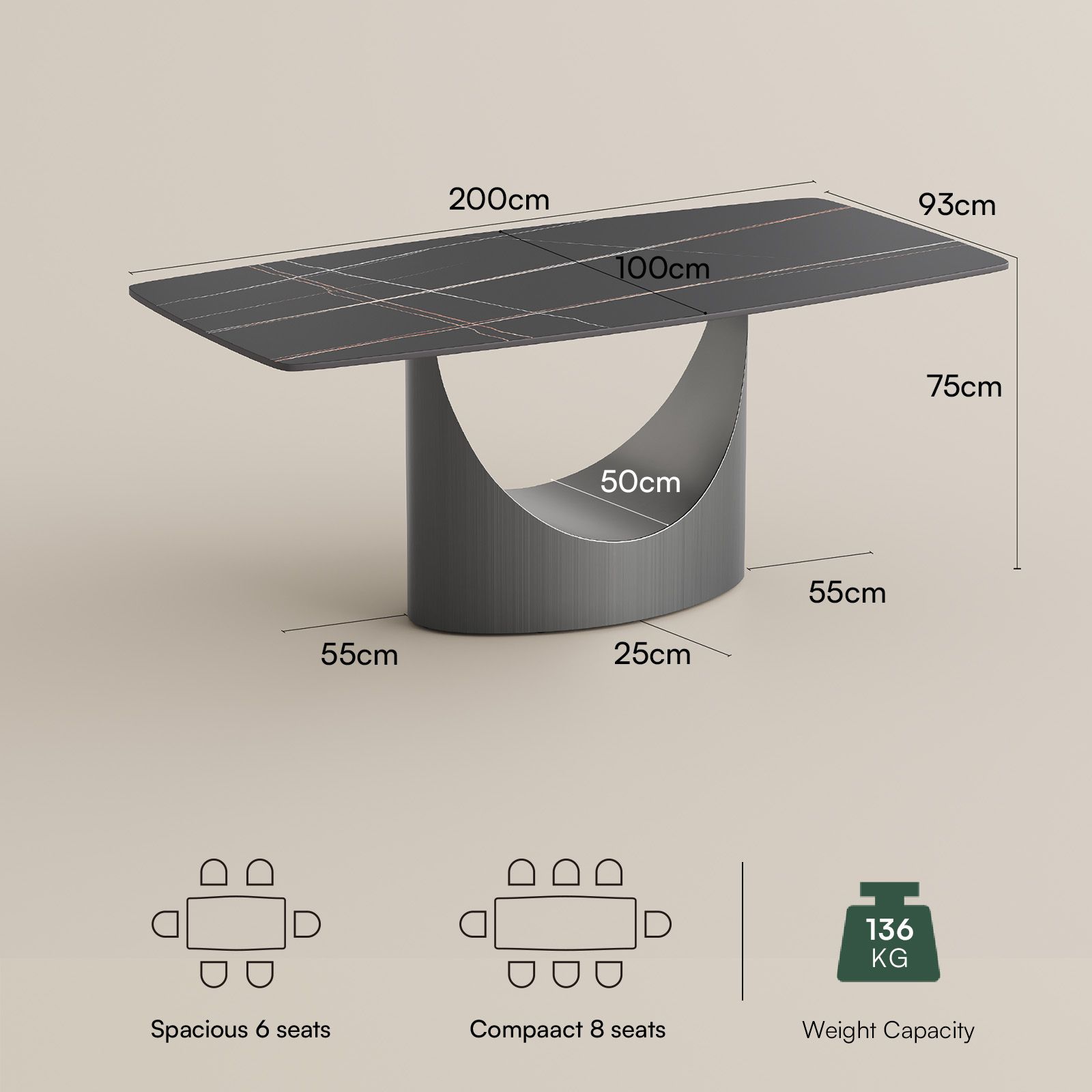 für 4 Mattweiß Sinterstein Esstische
