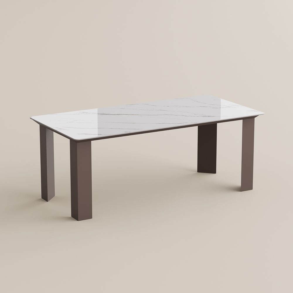 Modern White Glossy Sintered Stone Dining Tables