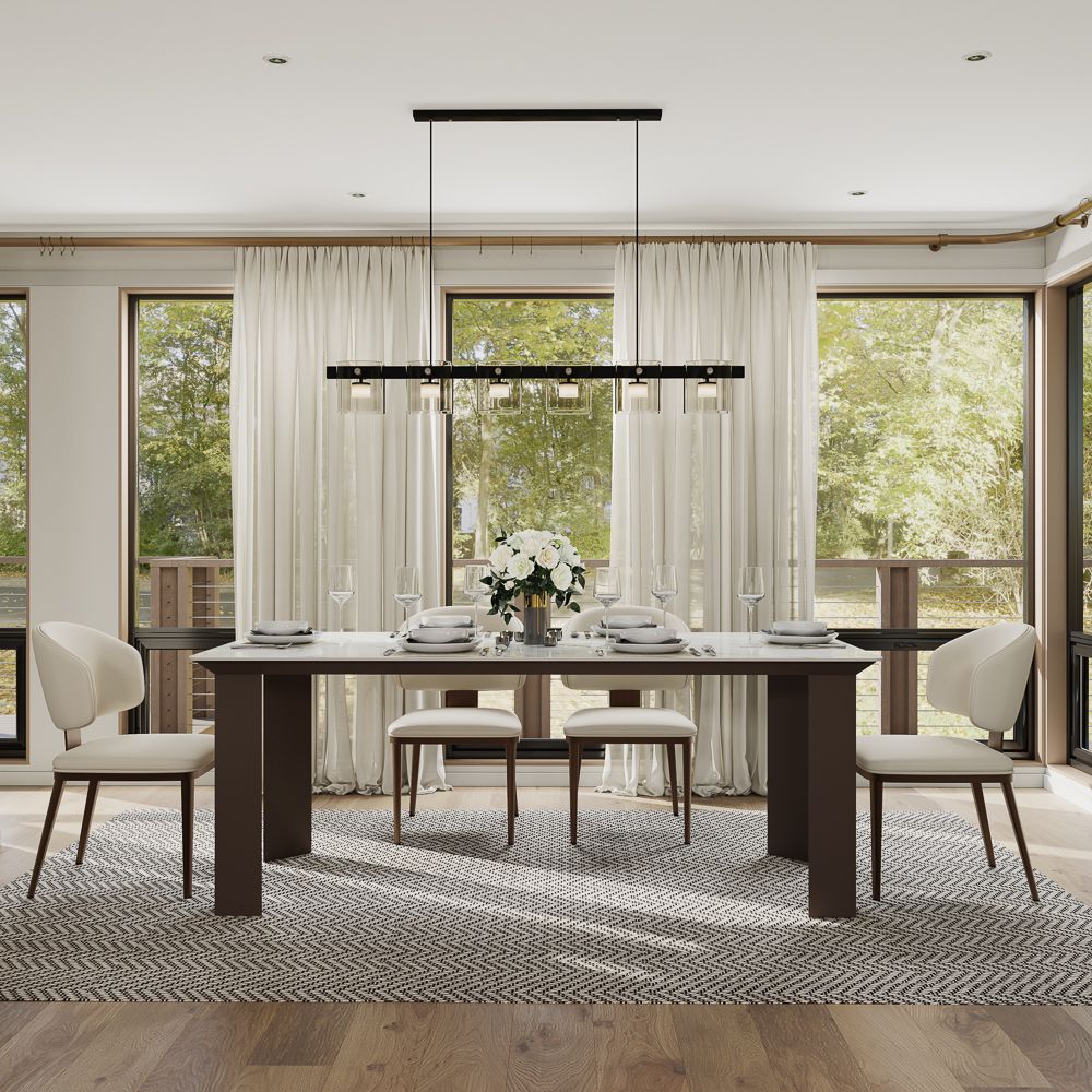 Modern White Glossy Sintered Stone Dining Tables