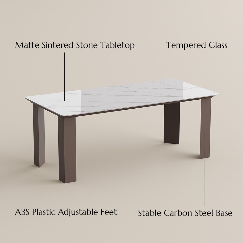 White White Glossy Sintered Stone Dining Tables