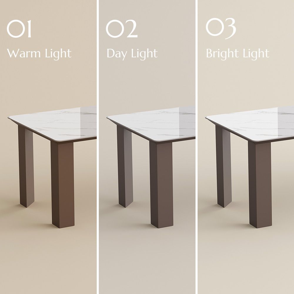 Brown White Glossy Sintered Stone Dining Tables