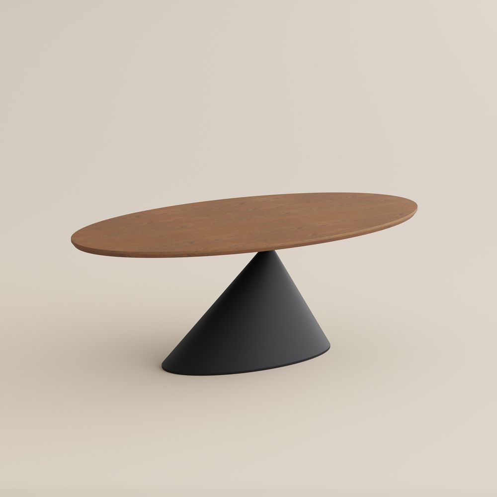 Oval Walnut Color Engineered Wood Dining Tables