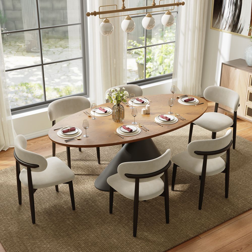 Modern Walnut Color Engineered Wood Dining Tables