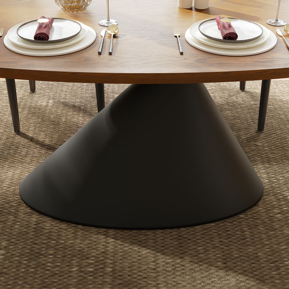 Ash Wood Walnut Color Engineered Wood Dining Tables