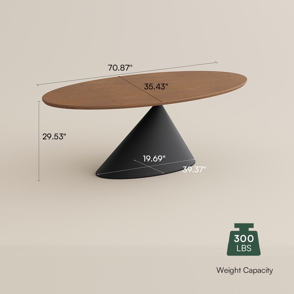 Oval Walnut Color Engineered Wood Dining Tables