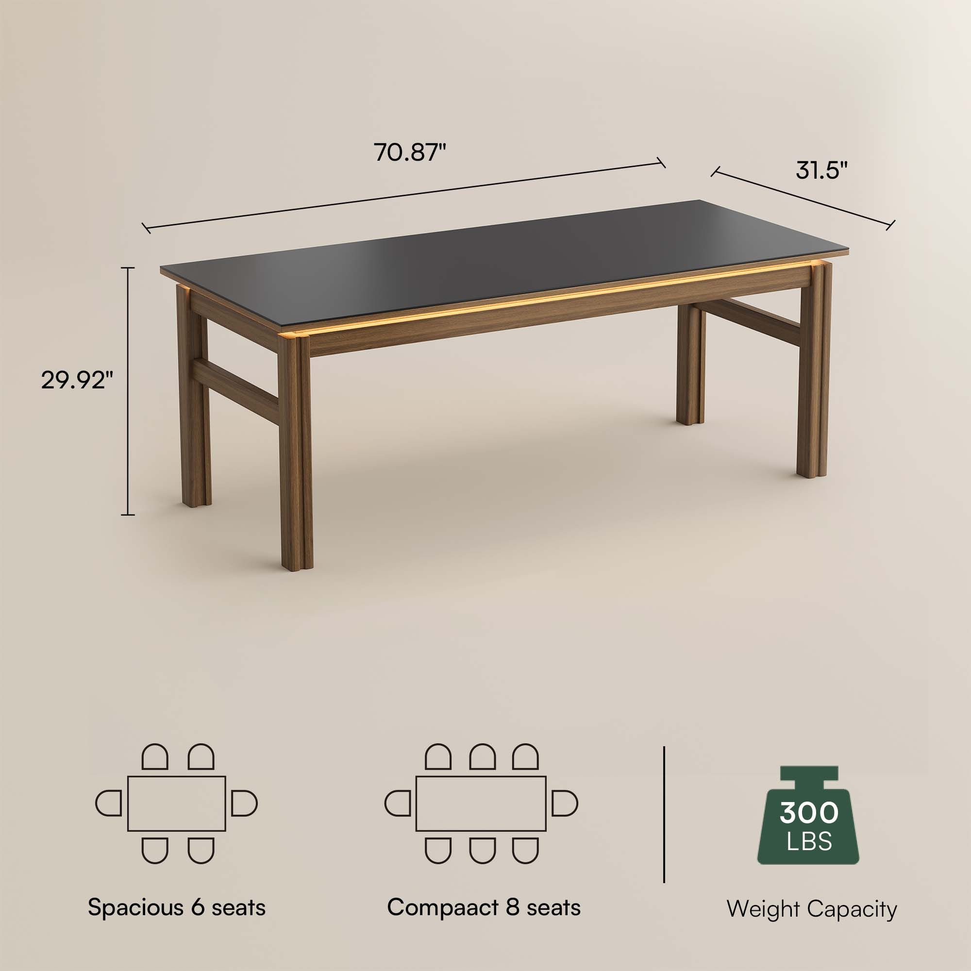 Walnut Black Matte Sintered Stone Dining Tables