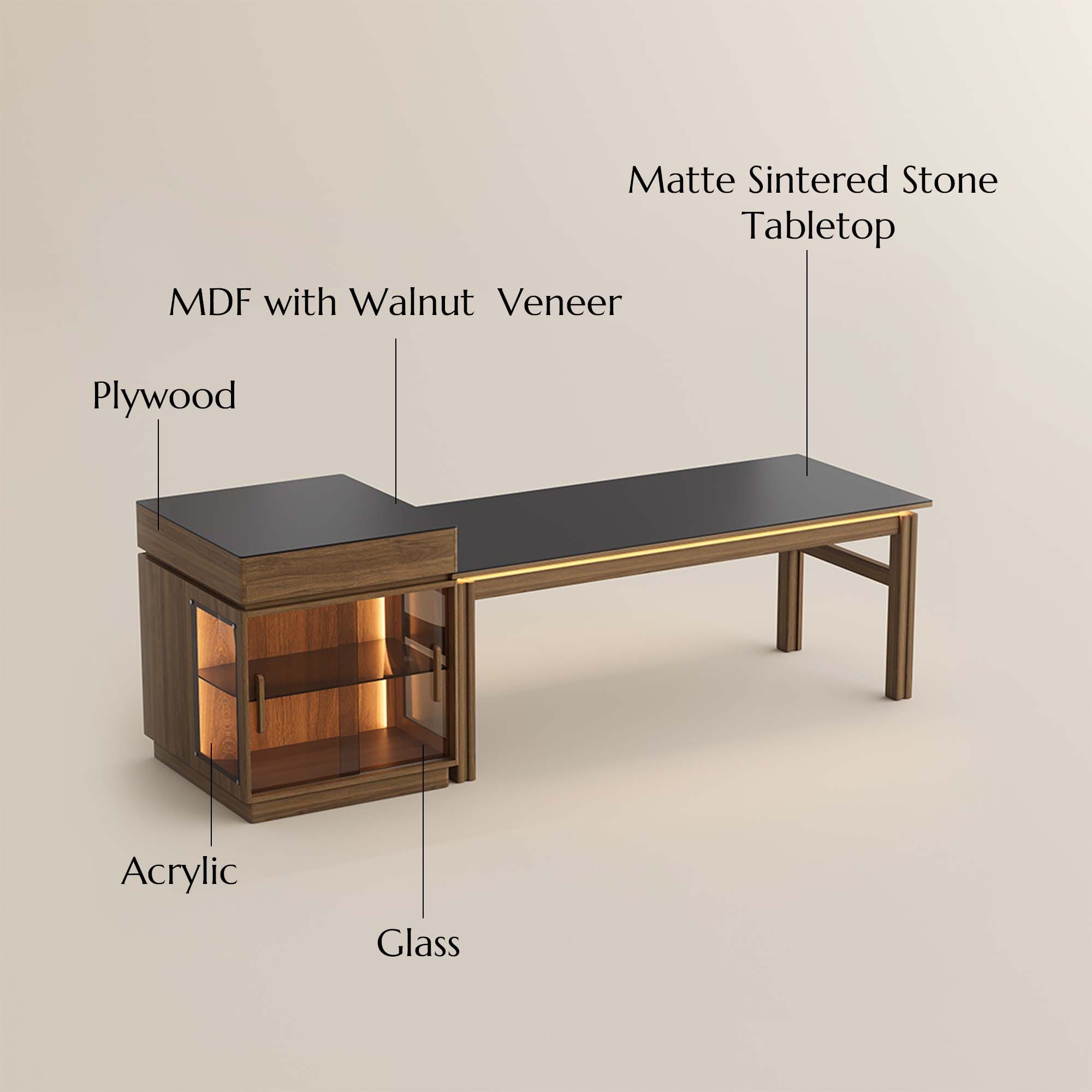 Matte Sintered Stone Black MDF & Matte Sintered Stone Dining Tables