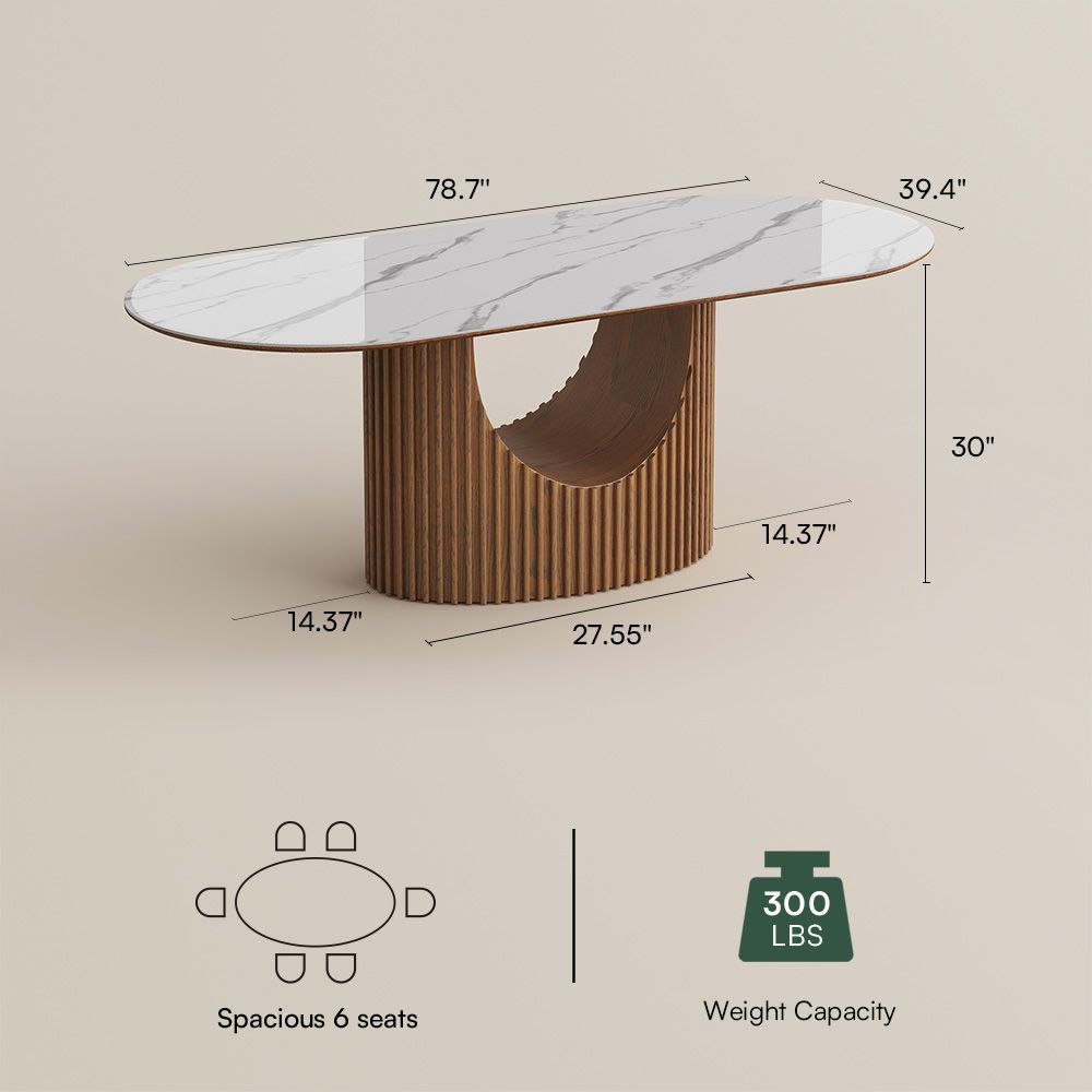 Oval White Solid +PlyWood Dining Tables