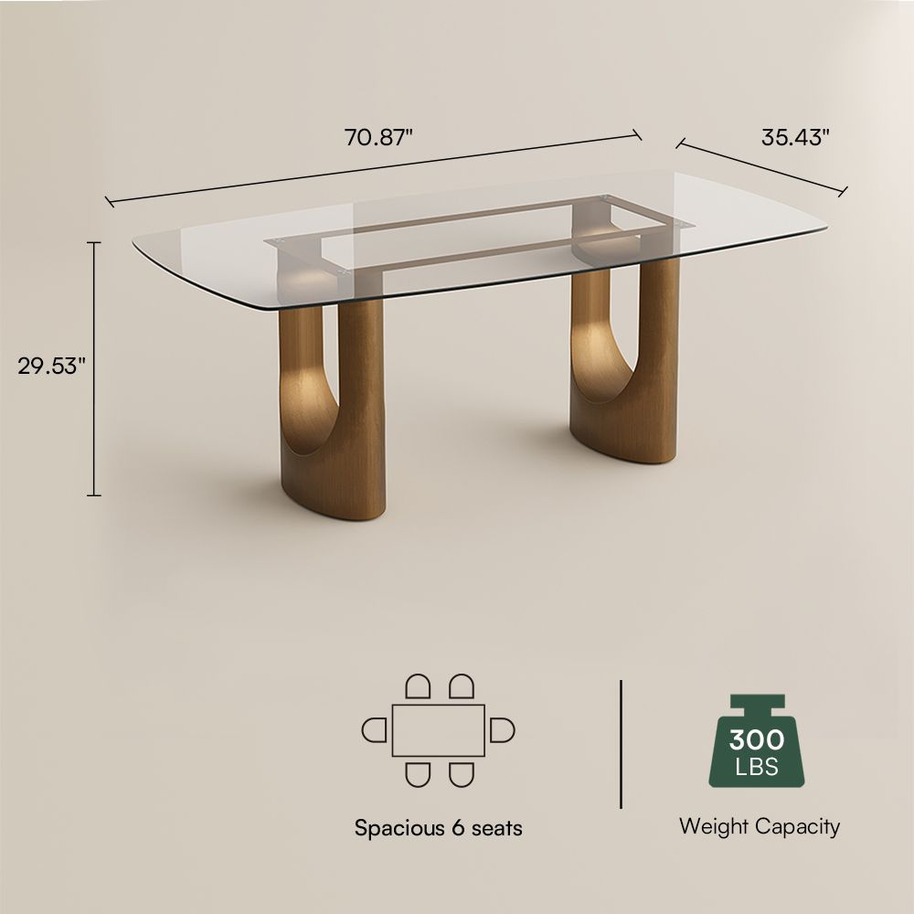 Seats 6 Clear Tempered Glass Dining Room Set
